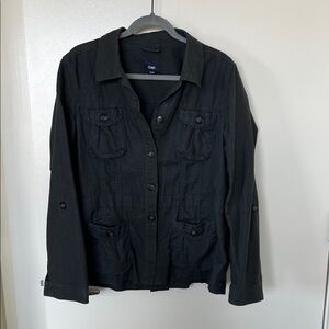 GAP Women's Utility Jacket in Charcoal xl